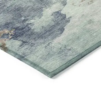 8' X 10' Pale Aqua And Taupe Abstract Washable Indoor Outdoor Area Rug