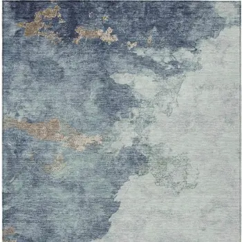 8' X 10' Pale Aqua And Taupe Abstract Washable Indoor Outdoor Area Rug