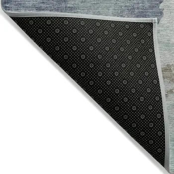 9' X 12' Pale Aqua And Taupe Abstract Washable Indoor Outdoor Area Rug