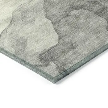 8' X 10' Beige And Gold Abstract Washable Indoor Outdoor Area Rug