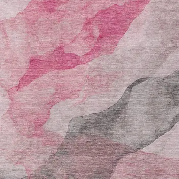 9' X 12' Blush And Gray Abstract Washable Indoor Outdoor Area Rug