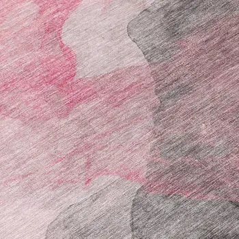 9' X 12' Blush And Gray Abstract Washable Indoor Outdoor Area Rug