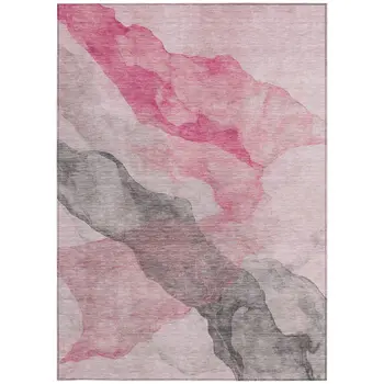 10' X 14' Blush And Gray Abstract Washable Indoor Outdoor Area Rug