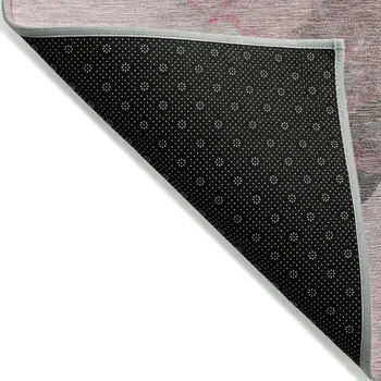10' X 14' Blush And Gray Abstract Washable Indoor Outdoor Area Rug