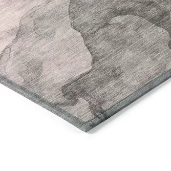 10' X 14' Blush And Gray Abstract Washable Indoor Outdoor Area Rug