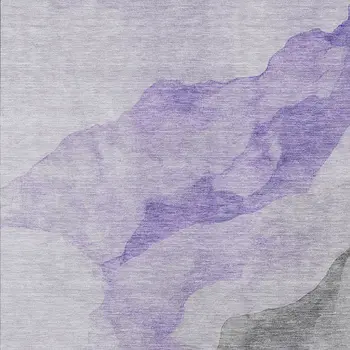 3' X 5' Lavender And Gray Abstract Washable Indoor Outdoor Area Rug