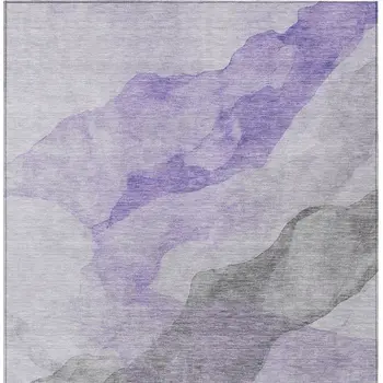 5' X 8' Lavender And Gray Abstract Washable Indoor Outdoor Area Rug