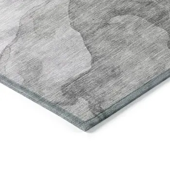 8' X 10' Lavender And Gray Abstract Washable Indoor Outdoor Area Rug