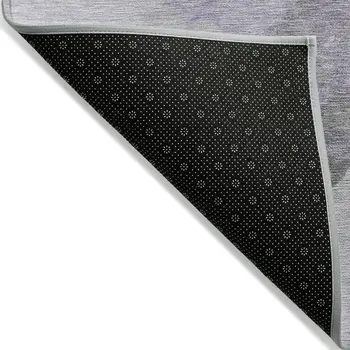9' X 12' Lavender And Gray Abstract Washable Indoor Outdoor Area Rug