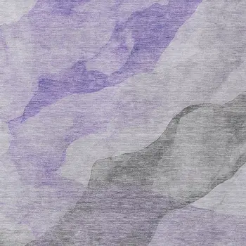 9' X 12' Lavender And Gray Abstract Washable Indoor Outdoor Area Rug