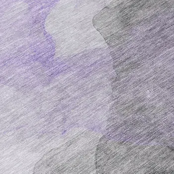 9' X 12' Lavender And Gray Abstract Washable Indoor Outdoor Area Rug