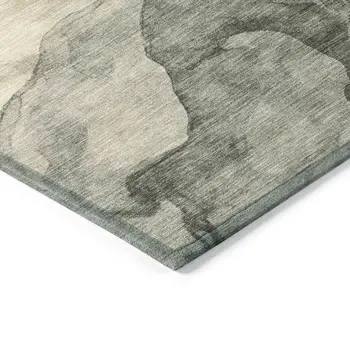 8' X 10' Orange And Gray Abstract Washable Indoor Outdoor Area Rug