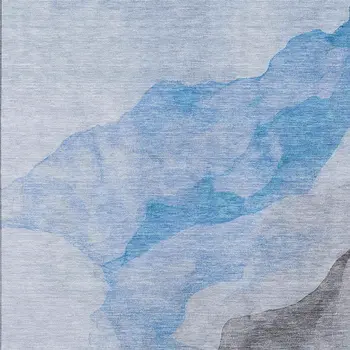 3' X 5' Sky Blue And Gray Abstract Washable Indoor Outdoor Area Rug