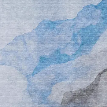 5' X 8' Sky Blue And Gray Abstract Washable Indoor Outdoor Area Rug