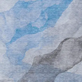 8' X 10' Sky Blue And Gray Abstract Washable Indoor Outdoor Area Rug