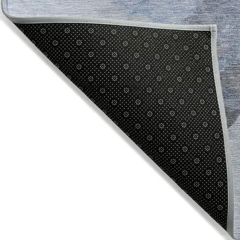 10' X 14' Sky Blue And Gray Abstract Washable Indoor Outdoor Area Rug