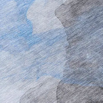 10' X 14' Sky Blue And Gray Abstract Washable Indoor Outdoor Area Rug