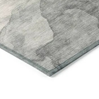 9' X 12' Salmon And Gray Abstract Washable Indoor Outdoor Area Rug