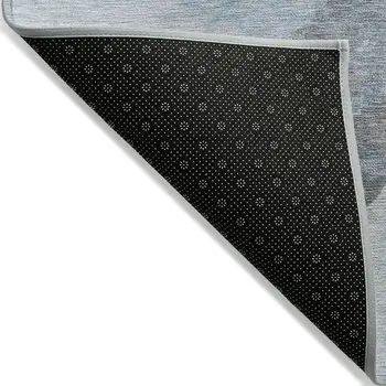 9' X 12' Teal Blue And Gray Abstract Washable Indoor Outdoor Area Rug