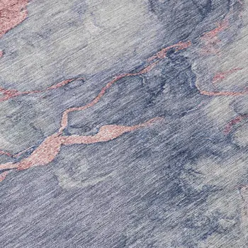 3' X 5' Blush And Gray Abstract Washable Indoor Outdoor Area Rug