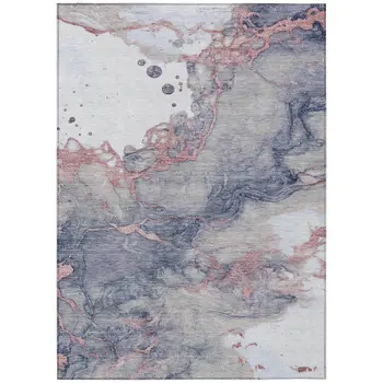 9' X 12' Blush And Gray Abstract Washable Indoor Outdoor Area Rug