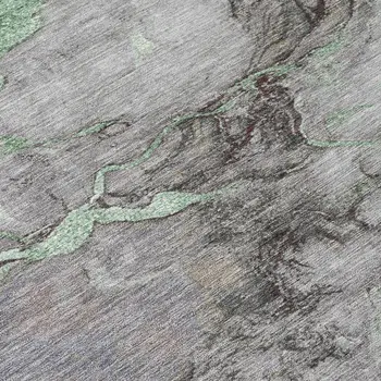 3' X 5' Green And Gray Abstract Washable Indoor Outdoor Area Rug