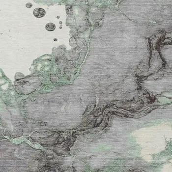9' X 12' Green And Gray Abstract Washable Indoor Outdoor Area Rug
