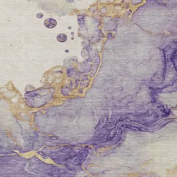 8' X 10' Purple And Gold Abstract Washable Indoor Outdoor Area Rug