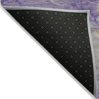 9' X 12' Purple And Gold Abstract Washable Indoor Outdoor Area Rug
