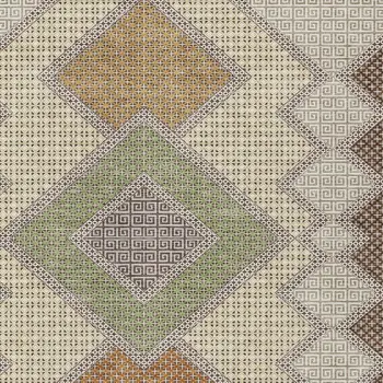 5' X 8' Brown Copper And Fern Green Geometric Washable Indoor Outdoor Area Rug
