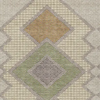 10' X 14' Brown Copper And Fern Green Geometric Washable Indoor Outdoor Area Rug