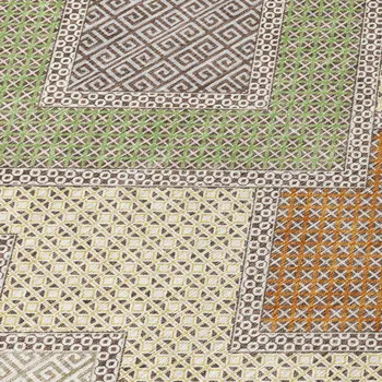 10' X 14' Brown Copper And Fern Green Geometric Washable Indoor Outdoor Area Rug
