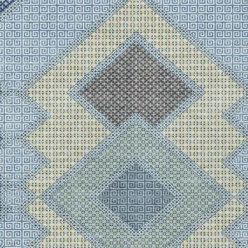3' X 5' Denim Blue Gray And Brown Geometric Washable Indoor Outdoor Area Rug