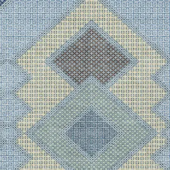 5' X 8' Denim Blue Gray And Brown Geometric Washable Indoor Outdoor Area Rug