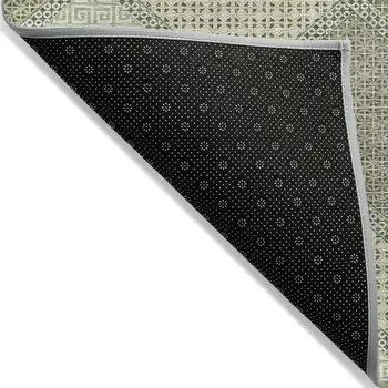 9' X 12' Green Gray And Taupe Geometric Washable Indoor Outdoor Area Rug