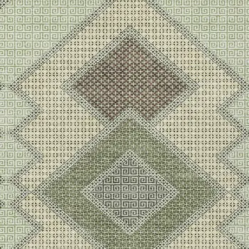 9' X 12' Green Gray And Taupe Geometric Washable Indoor Outdoor Area Rug