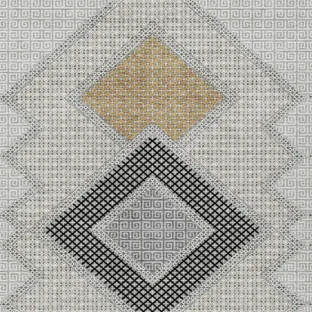 5' X 8' Gray Gold And Charcoal Geometric Washable Indoor Outdoor Area Rug