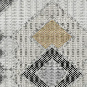 8' X 10' Gray Gold And Charcoal Geometric Washable Indoor Outdoor Area Rug