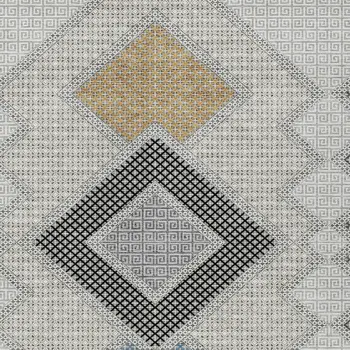 9' X 12' Gray Gold And Charcoal Geometric Washable Indoor Outdoor Area Rug