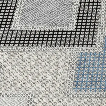 9' X 12' Gray Gold And Charcoal Geometric Washable Indoor Outdoor Area Rug
