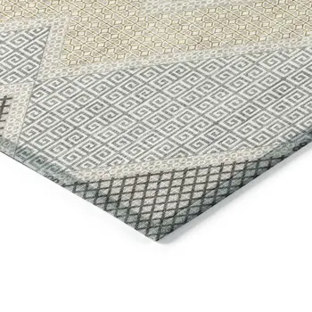 5' X 8' Pewter Copper And Silver Geometric Washable Indoor Outdoor Area Rug