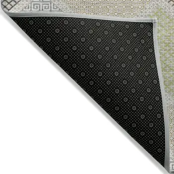 9' X 12' Pewter Copper And Silver Geometric Washable Indoor Outdoor Area Rug