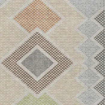 10' X 14' Pewter Copper And Silver Geometric Washable Indoor Outdoor Area Rug