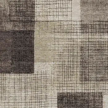 3' X 5' Brown And Taupe Geometric Washable Indoor Outdoor Area Rug