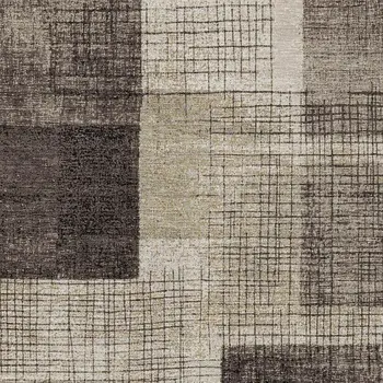 5' X 8' Brown And Taupe Geometric Washable Indoor Outdoor Area Rug