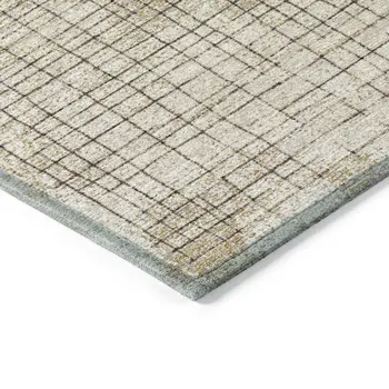 10' X 14' Brown And Taupe Geometric Washable Indoor Outdoor Area Rug