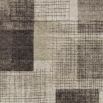 10' X 14' Brown And Taupe Geometric Washable Indoor Outdoor Area Rug