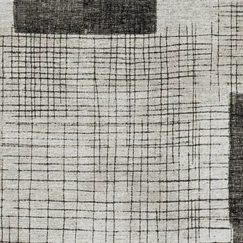 3' X 5' Ivory And Black Geometric Washable Indoor Outdoor Area Rug