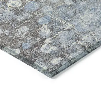 5' X 8' Blue And Gray Abstract Washable Indoor Outdoor Area Rug
