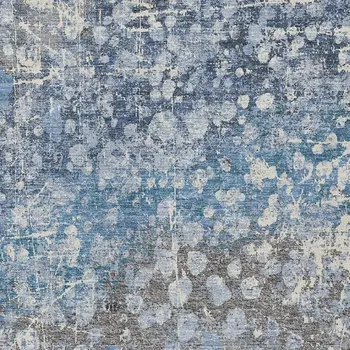 5' X 8' Blue And Gray Abstract Washable Indoor Outdoor Area Rug